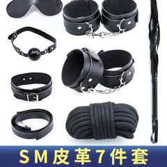 Bondage leather plush seven-piece set 7-piece set couple passion sex toys SM supplies