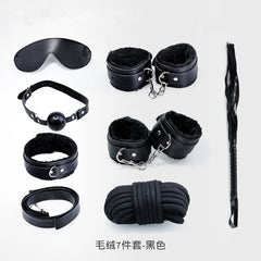 Bondage leather plush seven-piece set 7-piece set couple passion sex toys SM supplies