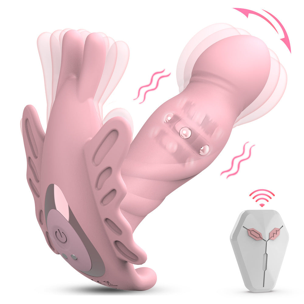 Female going out masturbator pulling rechargeable massager