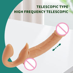 Double sharing cannon, pull-up penis wearing dildo telescopic vibrator lesbian adult products